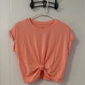 Freely Coral Knot-Front Short Sleeve Tee